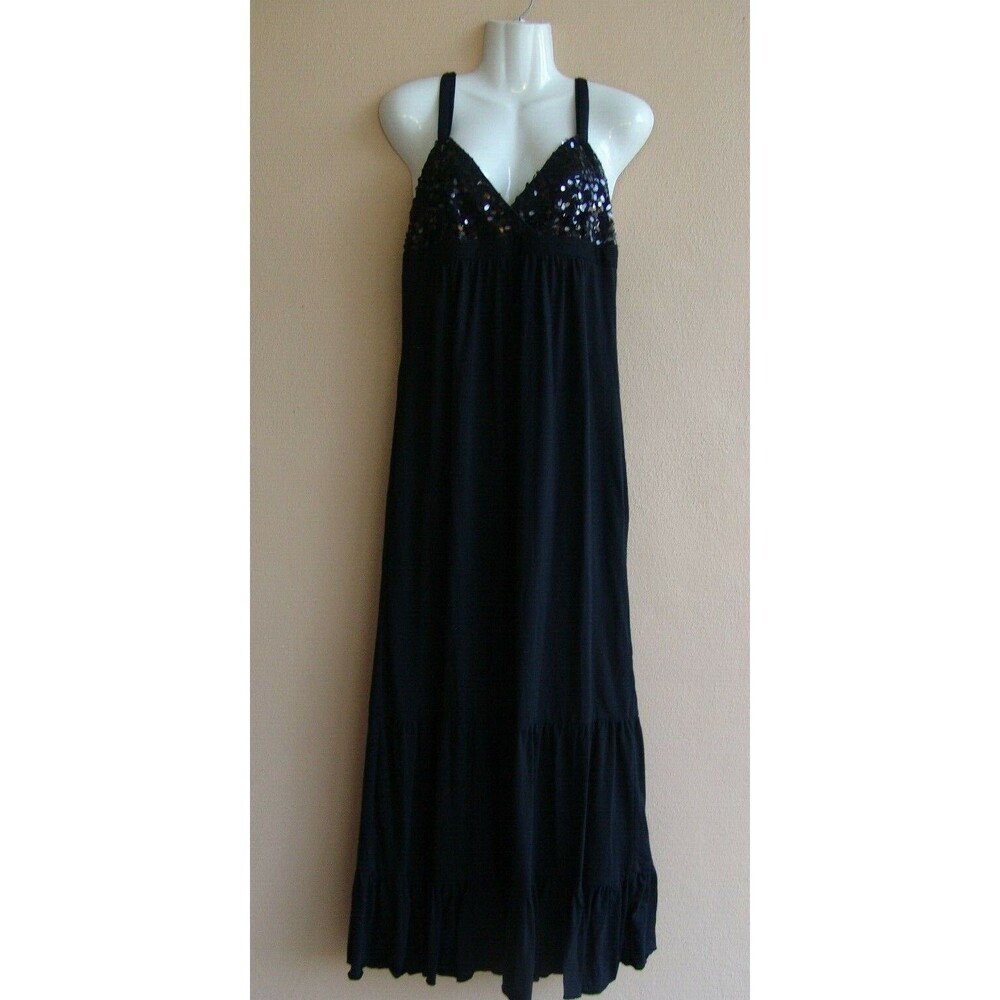 Johnny Martin Sleeveless Maxi Black Dress With Sequins Size L